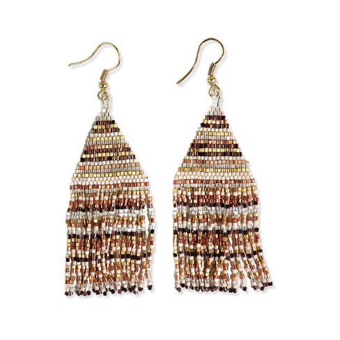 INK+ALLOY Allison Horizontal Stripe Beaded Fringe Earrings