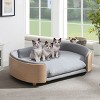 Bulldog Large Size XL Dog Beds With Removable Cover, Velvet Cushion With Solid Wood legs and Bent Wood Back-The Pop Home - 4 of 4