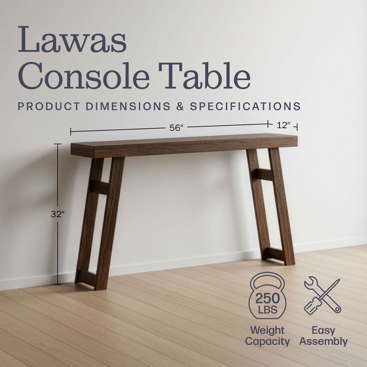Alaterre Furniture Lawas Solid Wood Console Table - 56 Inch Modern Farmhouse Entryway Table - thumbnail 9