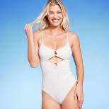 Women's Double O-Ring with Lace-Up Back One Piece Swimsuit - Shade & Shore™ Off-White