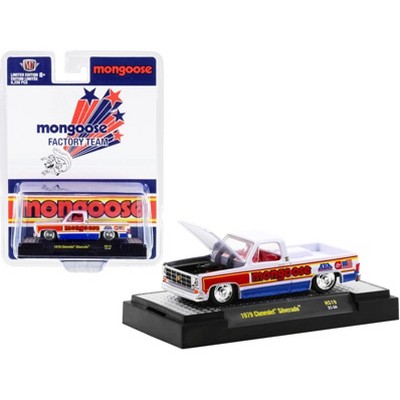 1979 Chevrolet Silverado Pickup Truck "Mongoose" White w/ Red & Blue Stripes Ltd Ed 8250 pcs 1/64 Diecast Model Car by M2