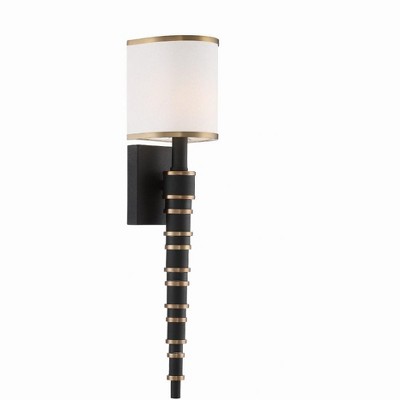 Sloane Vibrant Gold and Black Forged Silk Shade Wall Sconce