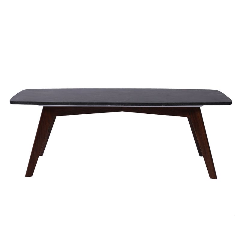 The Bianco Collection Faura 18" x 43.5" Rectangular Italian Black Marble Coffee Table, 1 of 4