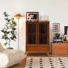 YIYIBYUS Retro Bamboo Kitchen Sideboard Brown Freestanding Storage Organizer Cupboard Single Drawer - 3 of 4