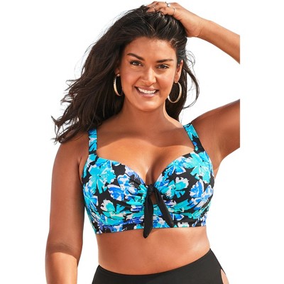 Swimsuits For All Women's Plus Size Bra Sized Sweetheart Underwire Tankini  Top 38 D Bali Floral 