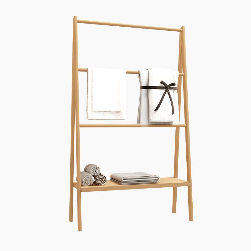 51.69" Tall Multifunctional 4-Tier Ladder Towel Rack with Storage Shelf, Natural 4A - ModernLuxe, 4 of 8