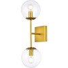 Elegant Lighting Neri 2 lights brass and clear glass wall sconce - image 3 of 4