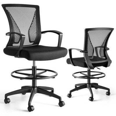 SUGIFT Drafting Chair Tall Office Chair Adjustable Swivel Rolling Mesh Height with Lumbar Support Arms Footrest for Adults Standing Desk