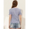 Allegra K Women's Summer Square Neck Plaid Short Sleeve Blouse Tops - 4 of 4