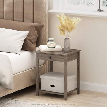 Furinno Classic Side Table with Drawer, Rustic Oak