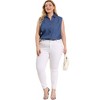 Agnes Orinda Women's Plus Size Pocket Sleeveless Button Down Work Summer Chambray Blouses - 3 of 4