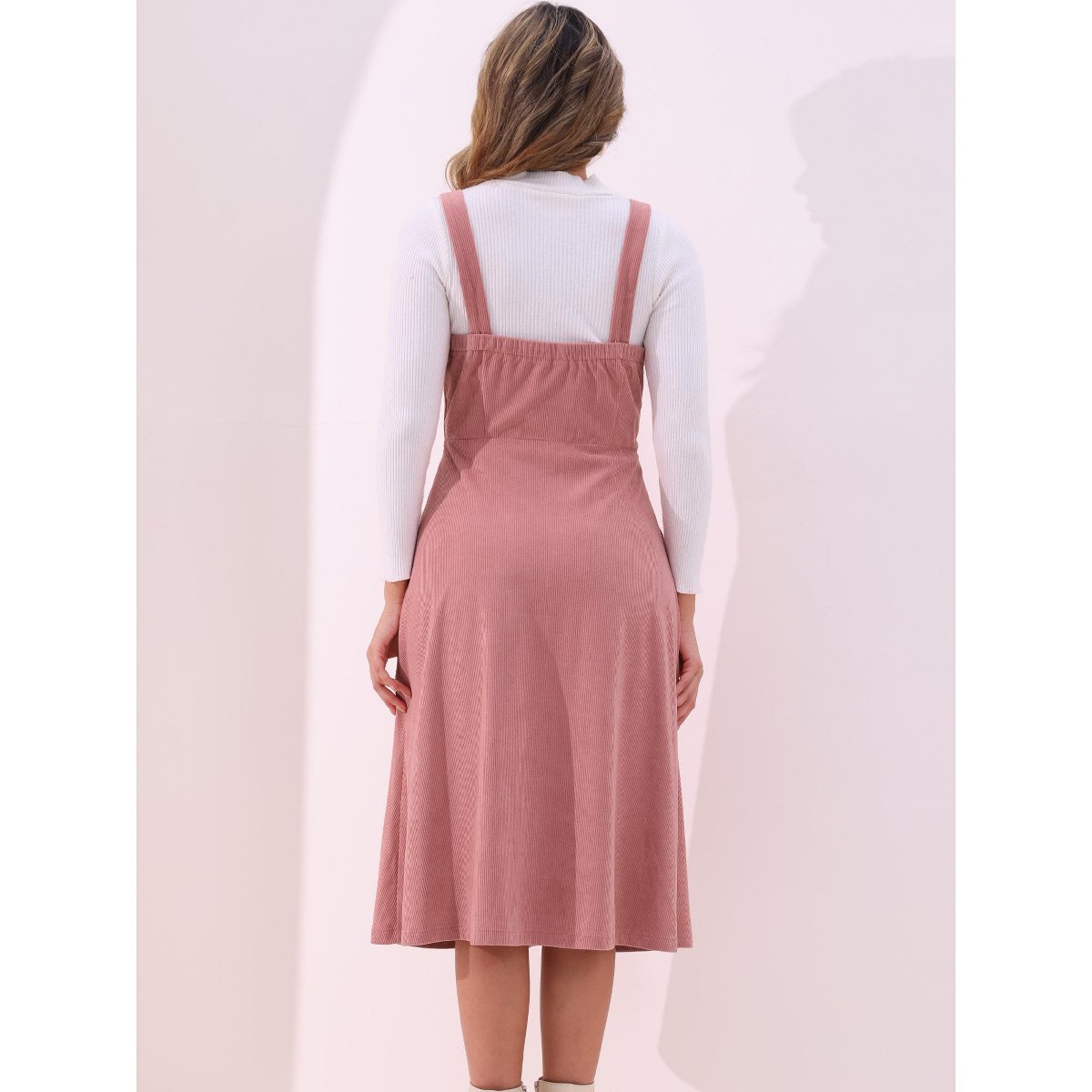 Женские платья INSPIRE CHIC Women's Tank Ribbed Vintage A-Line Sleeveless Casual Midi Dress Pink Large — фото 3