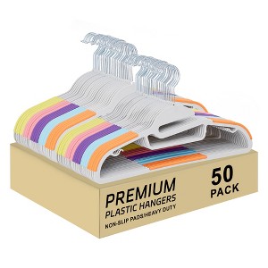 VECELO 25/50 pk Plastic Hanger 360º Swivel Hook S-Shape Non Slip Coat Hangers with Pants Organizer & Tie Rack - 1 of 4