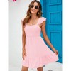 Clearlove Women's Summer Square Neck Tie Back Ruffle Sleeve Tiered A-Line Short Mini Dress - 2 of 4