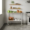 Flash Furniture Rawcliffe Portable Prep and Work Table with 18 Gauge Stainless Steel Top Shelf, Galvanized Steel Undershelf and 4 Casters w/ 2 Locking - 2 of 4
