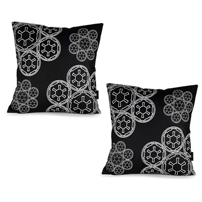 Seven20 Star Wars Black Throw Pillow | White Imperial Logo | 20 x 20 Inches | Set of 2