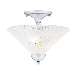Toltec Lighting Any 2 - Light Flush Mount in  Chrome with 12" Frosted Crystal Shade - 1 of 1