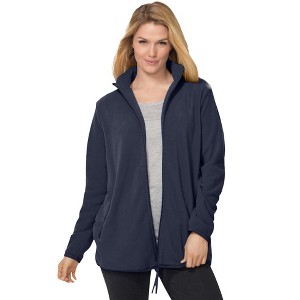 Woman Within Plus Size Zip-Front Microfleece Jacket - 1 of 4