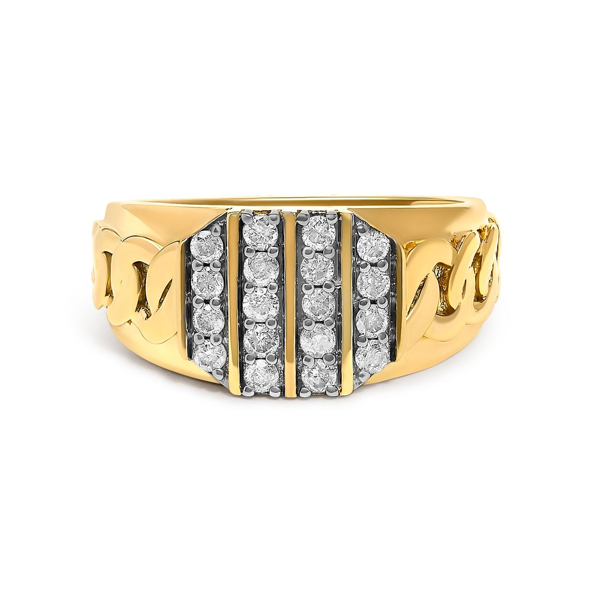 Haus of Brilliance 14K Yellow Gold Plated Sterling Silver 1/2 Cttw Diamond Cuban-Link Ring