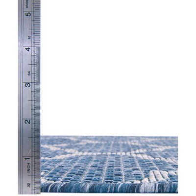 Unique Loom 6' 1 x 9' 0 Rectangle Indoor/Outdoor Trellis Navy Blue Area Rug