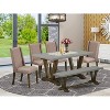 HomeStock 6-Pc Rectangle Natural Oak Finish Solid Wood Top Dining Table with 1-Bench, 4-Chairs - 2 of 4