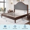 AMERLIFE Wood Bed Frame with Tall Upholstered Curved Headboard, Solid Wood Platform, No Box Spring Needed, Wood Slat Support - 2 of 4