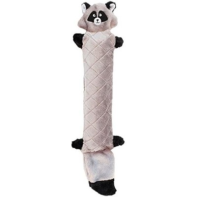 ZippyPaws Jigglerz Dog Toy, Squeaky Interactive Plush Tug Toy with No Stuffing & Crinkle Head and Tail, Raccoon
