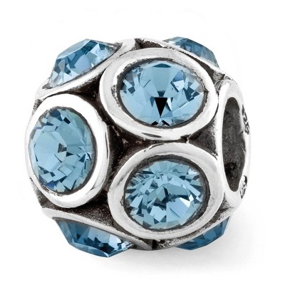 Black Bow Jewelry Sterling Silver with Pale Blue Crystals December Bubble Bead Charm