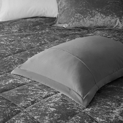 Luxurious Grey Crushed Velvet Twin/Twin XL Duvet Set