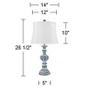 Regency Hill Tanya Country Cottage Table Lamps 26 1/2" High Set of 2 Blue Wash Cream Fabric Drum Shade for Bedroom Living Room Bedside Nightstand Kids - 4 of 4