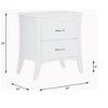 Gulches White Nightstand, 25 Inches Tall, 2 Drawers, Tapered Wood Leg Design - 3 of 4