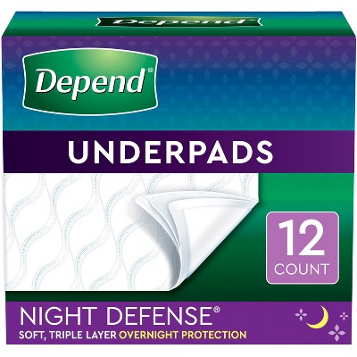 Depend Underpads for Incontinence - Overnight Absorbency - 12ct