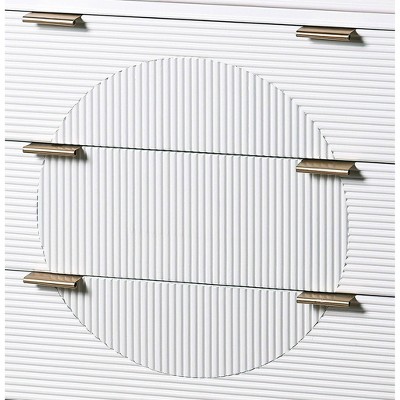 Milo Satin White 3-Drawer Chest with Copper Accents