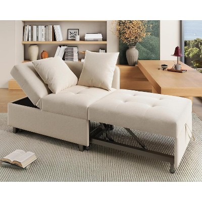 AMERLIFE 3-in-1 Convertible Sleeper Sofa, Adjustable Backrest, Ottoman Couch Bed