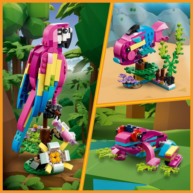 LEGO Creator Exotic Pink Parrot 3in1 Building Toy Set 31144, 5 of 8