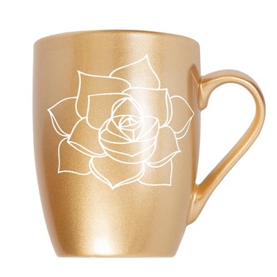 Elanze Designs Botanical Succulent Nature Coffee Cup Mug 10 Ounce Ceramic With Shimmery Metallic Finish Elegant Minimalist Echeveria Plant Silhouette