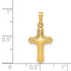Black Bow Jewelry 14k Yellow or White Gold Hollow Flanched Cross Pendant, 11 x 24mm - 4 of 4