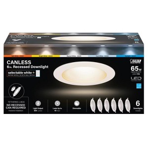 Feit Electric White 6 in. W LED Canless Recessed Downlight 13 W Model # LEDR6XT/6WYCA/6 (C), - 1 of 1