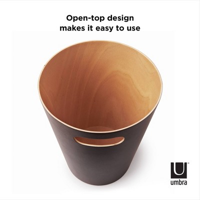 Espresso Wood 2-Gallon Modern Bathroom Trash Can