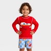 Toddler Boys' Cars Lightning McQueen Long Sleeve Rash Guard Set - Red - 3 of 4