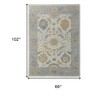 Gray Ivory and Orange Wool Floral Hand Knotted Area Rug With Fringe - 3 of 4