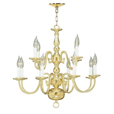 Williamsburgh Polished Brass 12-Light Colonial Chandelier