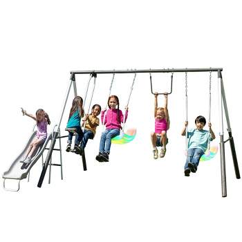 Sportspower Star Bright Metal Swing & Slide Set with LED Light-Up Seats