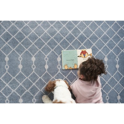 Astra Blue and Ivory Synthetic 4' x 6' Trellis Area Rug