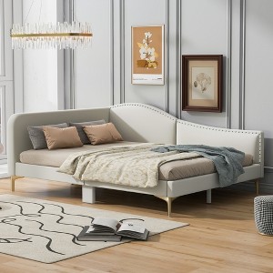 KIGFTSOD Upholstered Daybed with Headboard and Armrest, Support Legs - 1 of 4