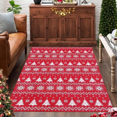 Christmas Rug Large Area Rug 3x5 for Living Room Non-Slip Indoor Floor Decor Washable Mats for Living Room Decor