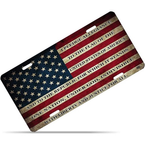  American Fishing Flag License Plate Aluminum 6 Inch X 12 Inch  Car Tag Metal Car Plate Novelty Car Decoration Vanity Tag General Car Front  License Plate Cover : Automotive