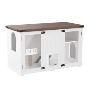 Gulches Elegant Cat Retreat - Spacious Litter Box Enclosure with Interactive Features - 1 of 4