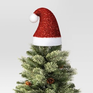 10" Tinsel Santa Hat Christmas Tree Topper Red/White - Wondershop™ - 1 of 3