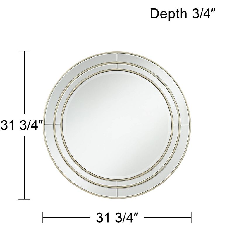 Noble Park San Simeon Round Vanity Decorative Wall Mirror Modern Beveled Glass Matte Champagne Frame 31 3/4" Wide for Bathroom Bedroom House Entryway, 4 of 8